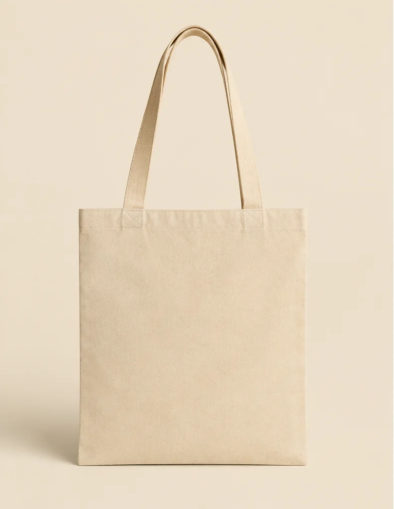 Plain custom canvas tote used to compare fabric weight and structure
