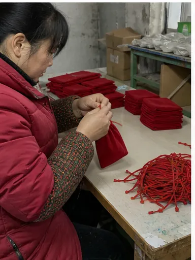 穿繩工序 — 束口袋 生產工序