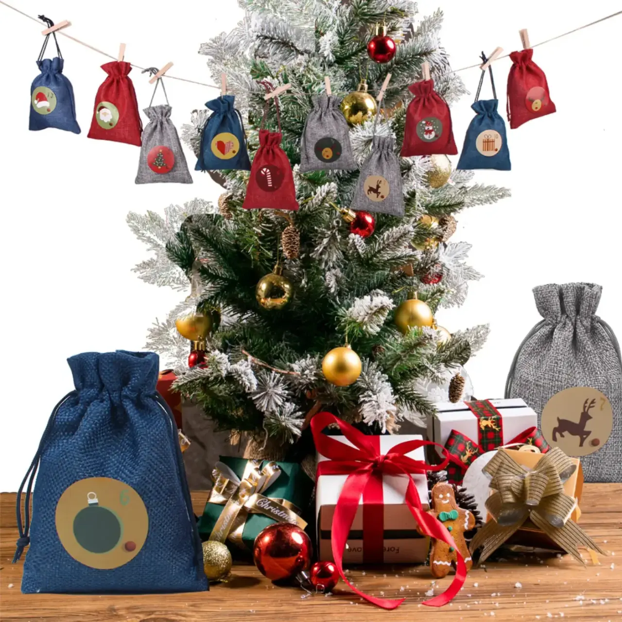 Holiday gift application — 聖誕節款麻布袋 — 目前應用或細節參考圖，後續可替換為真實案例照片