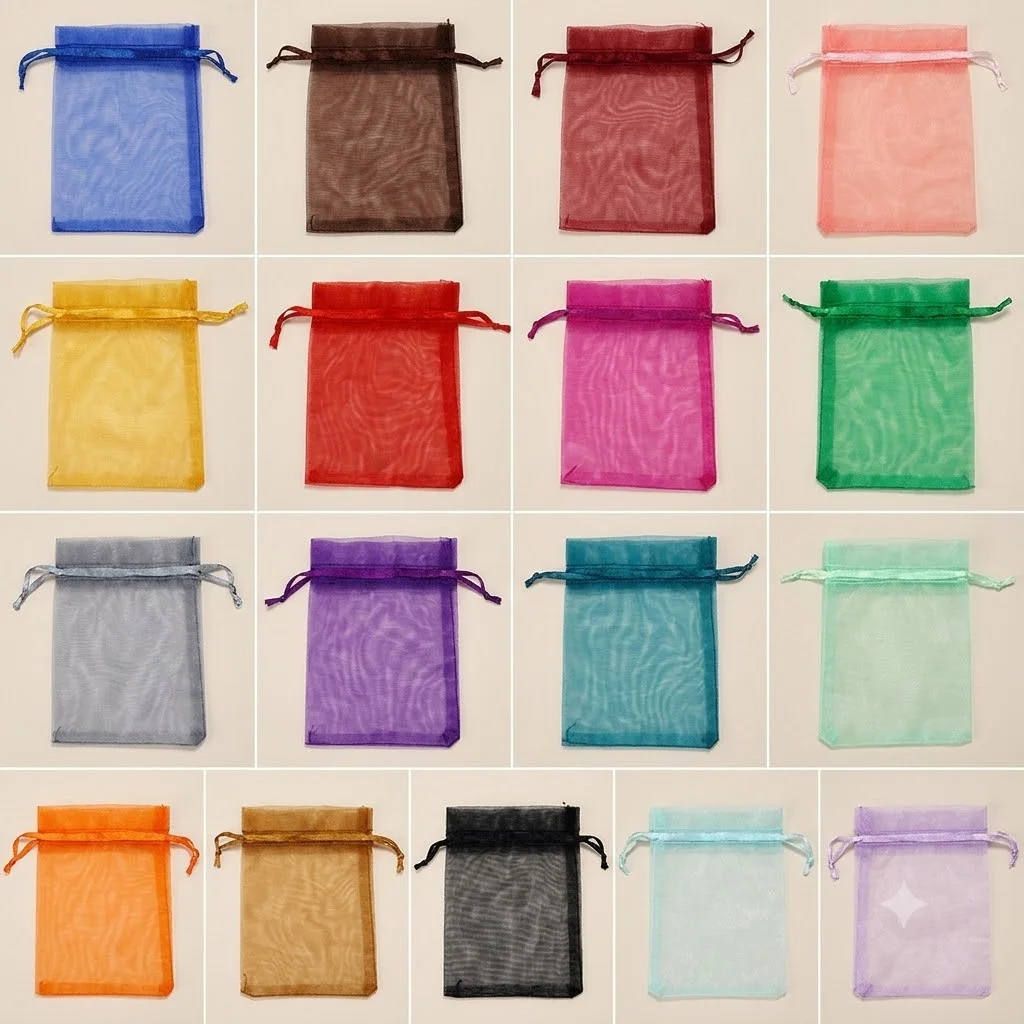 Individual organza drawstring bag color reference grid