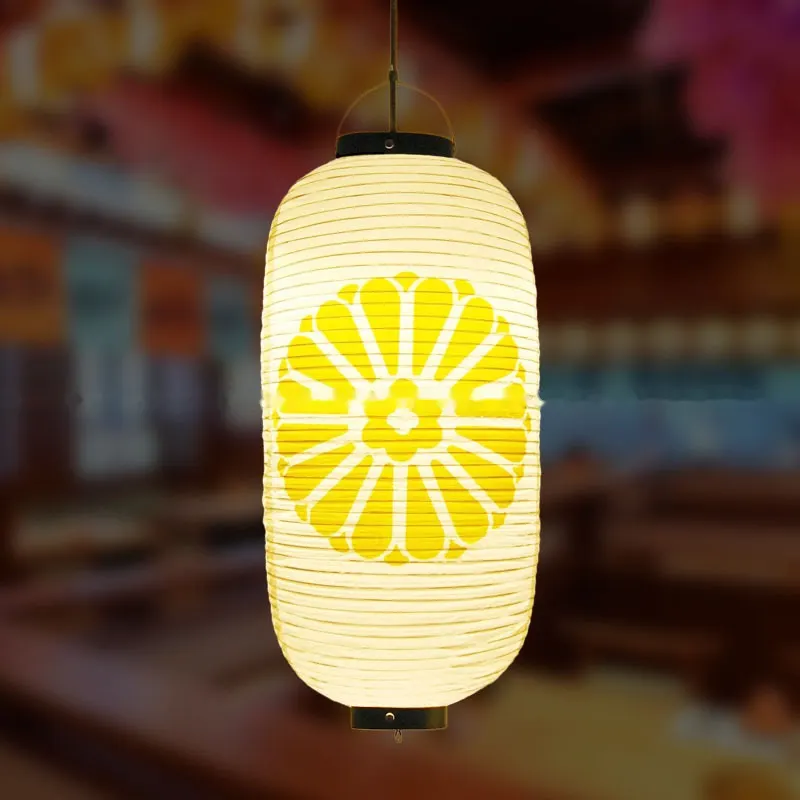 PVC Oval Japanese Crest Printed Lantern — Japanese crest pattern 036