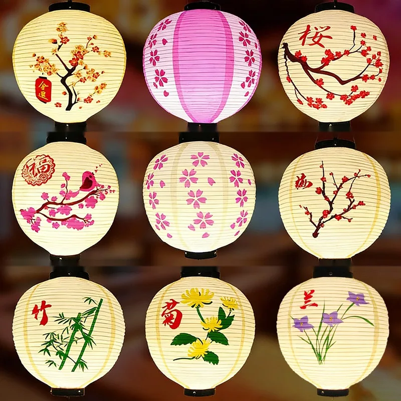 Tokicraft PVC Round Japanese Vintage Printed Lantern — Round Japanese vintage pattern 032